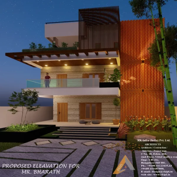 Mr.Bharath Elevation 3D (Night)